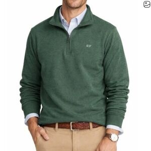 Vineyard Vines " Saltwater" Forest Green Quarter Zip Pullover